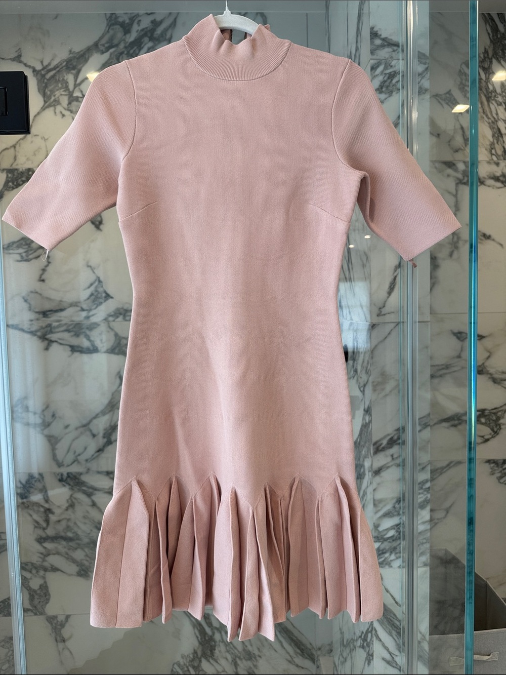 Ted Baker Blush Pink Mock-Neck Pleated-Hem Midi Dress